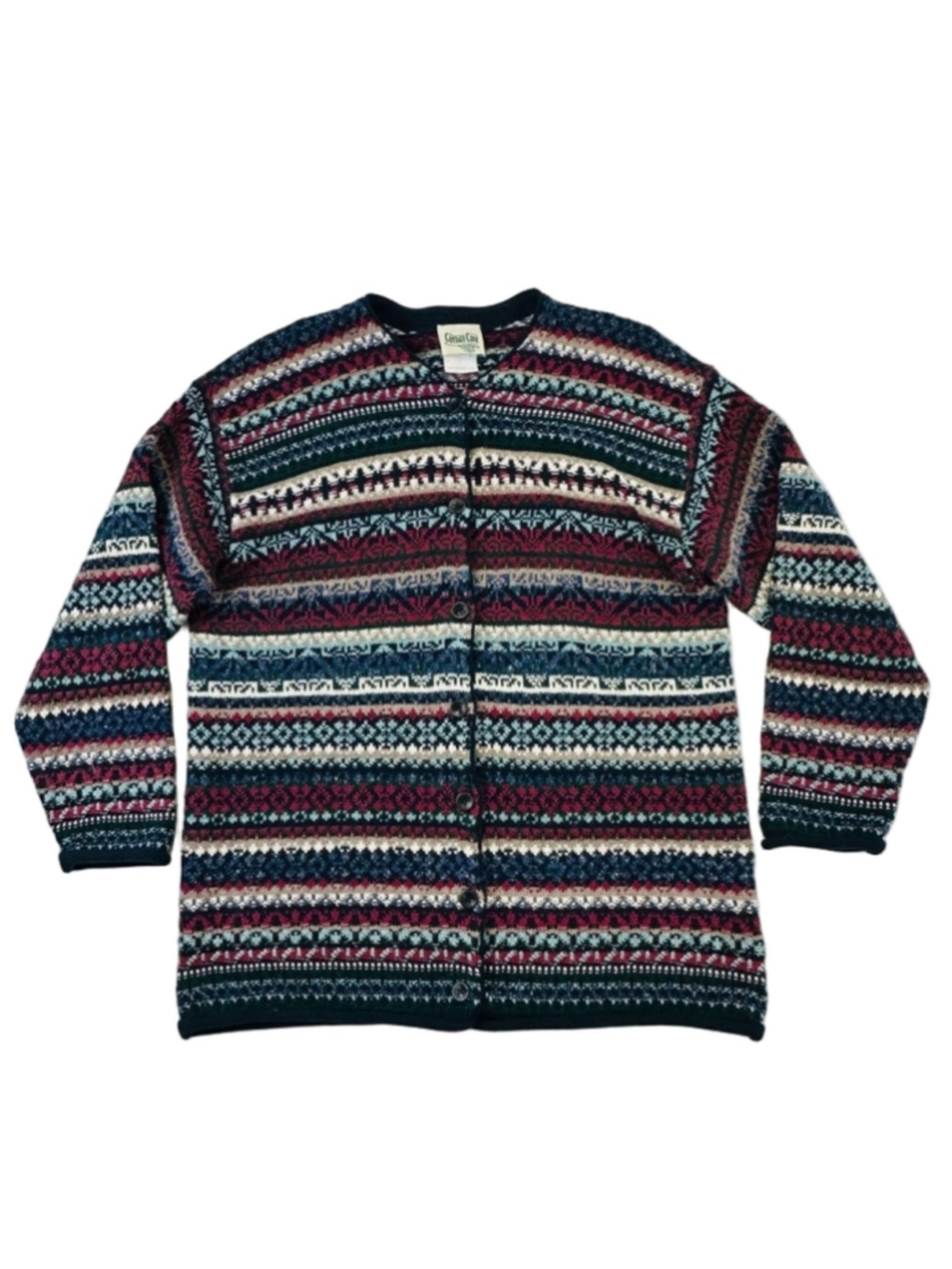 90s Vintage Womens cardigan sweater Large Fits 12-14 multicolour Retro womens